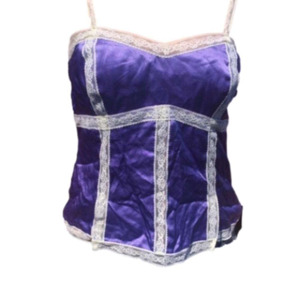 FREE WOMAN 100% Silk and lace camisole, purple, small - Picture 6 of 14